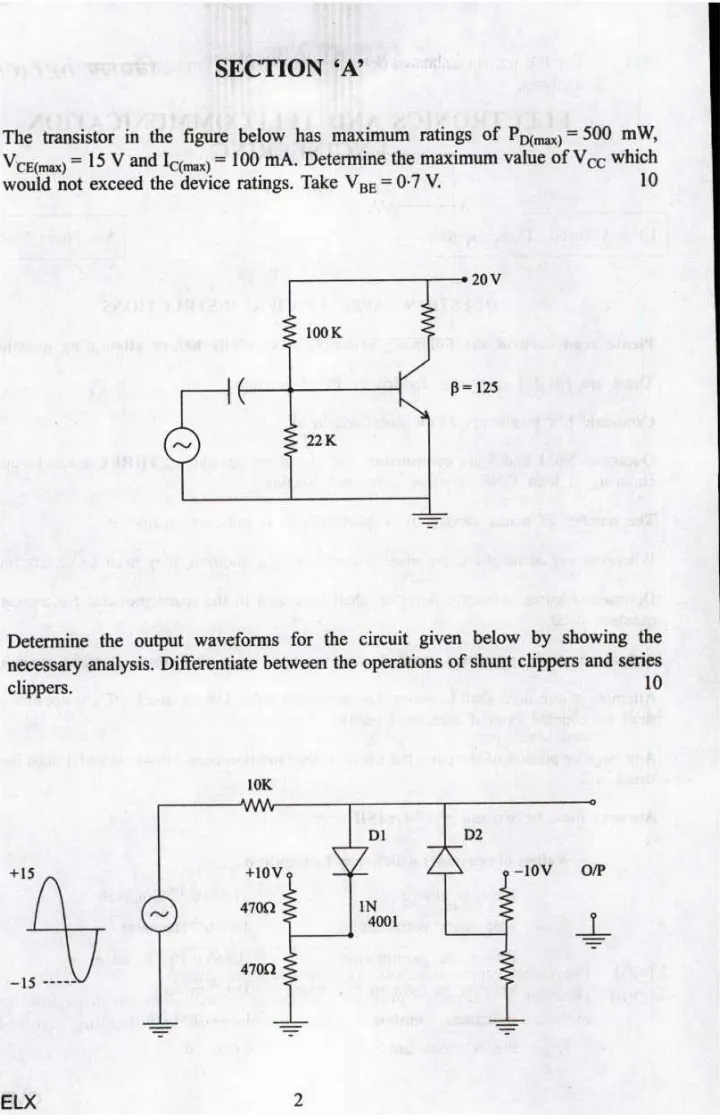 Engineering Services Main Examination 2022 Paper I for Electronics and Telecommunication Engineering page 1 instructions scan PDF download