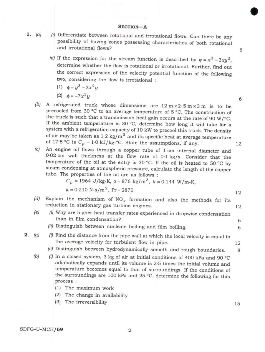 Engineering Services Main Exam 2023 Mechanical Engineering Paper-I page 1 instructions scan PDF download UPSC