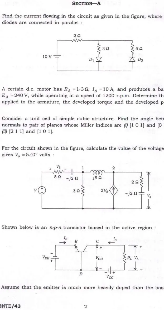 Engineering Services (Main) Examination 2025 ELECTRONICS AND TELECOMMUNICATION ENGINEERING PAPER-I NESP-O-ENTE question paper page 1 instructions scan PDF download