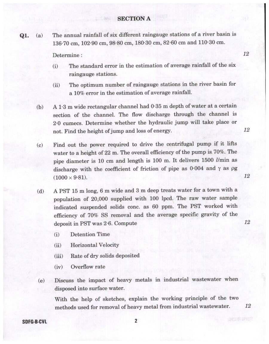 Engineering Services Main Exam 2023 Civil Engineering Paper II question paper page 1 instructions scan PDF download UPSC ESE