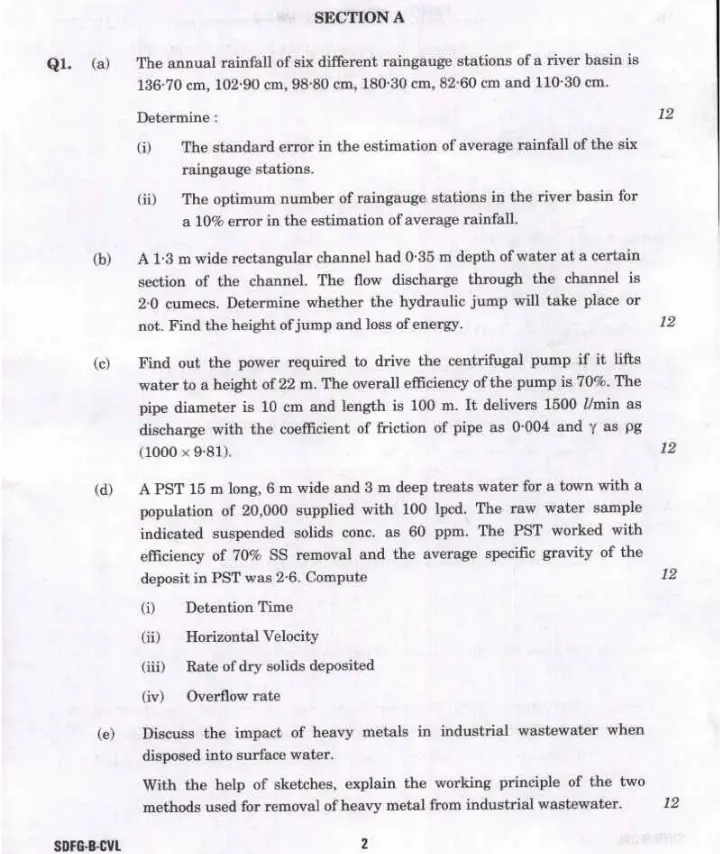 Engineering Services Main Exam 2023 Civil Engineering Paper II question paper page 1 instructions scan PDF download UPSC ESE