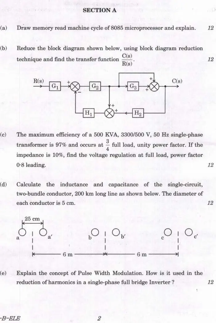 Engineering Services Main 2023 Electrical Engineering Paper II question paper page 1 instructions scan PDF download