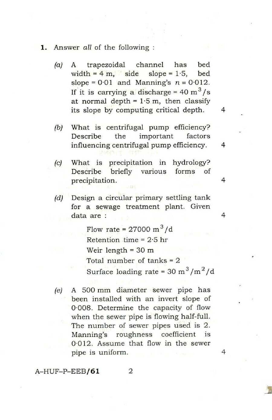 Civil Engineering ESE 2016 Paper II (Conventional) – Page 1 & 2 — page 1 instructions scan PDF download