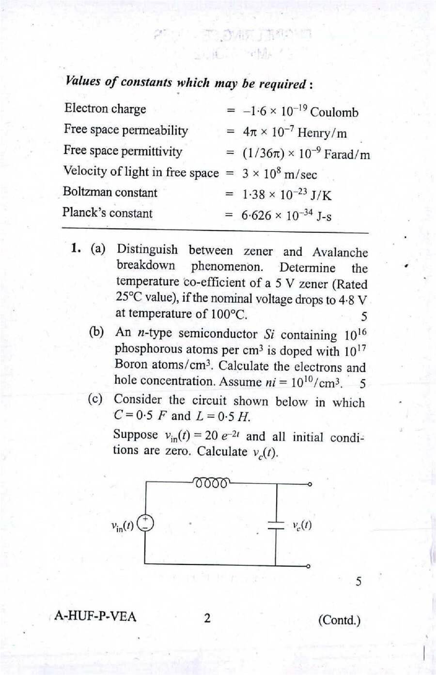 ESE 2016 Electronics and Telecommunication Engineering Paper I question paper page 1 instructions scan PDF download UPSC