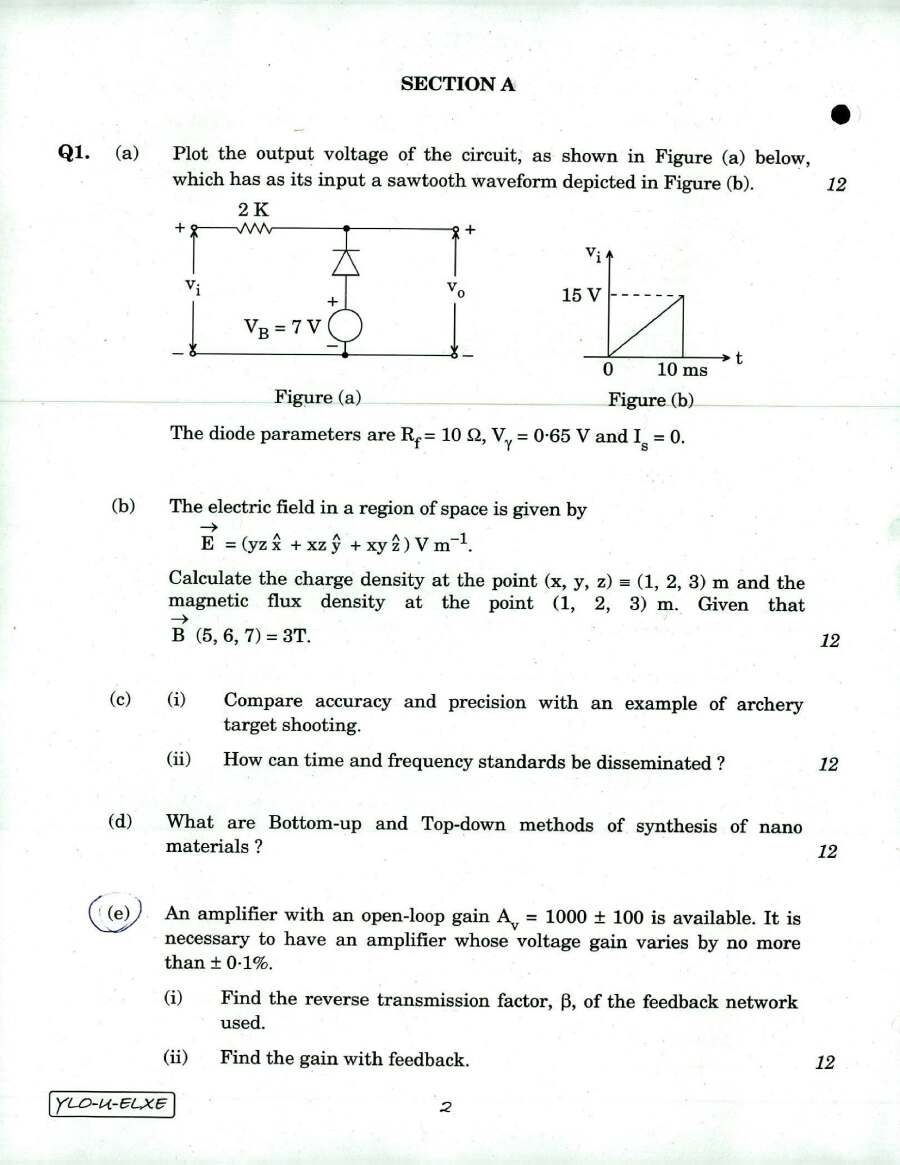 ESE 2018 Electronics & Telecommunication Paper I — page 1 instructions scan PDF download