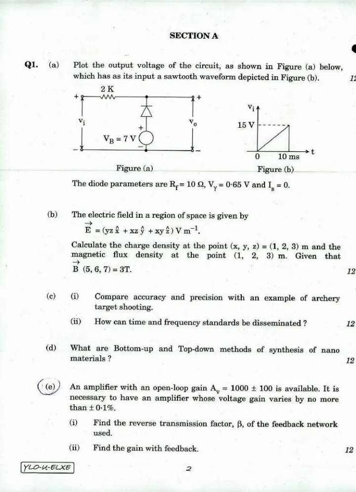 ESE 2018 Electronics & Telecommunication Paper I — page 1 instructions scan PDF download