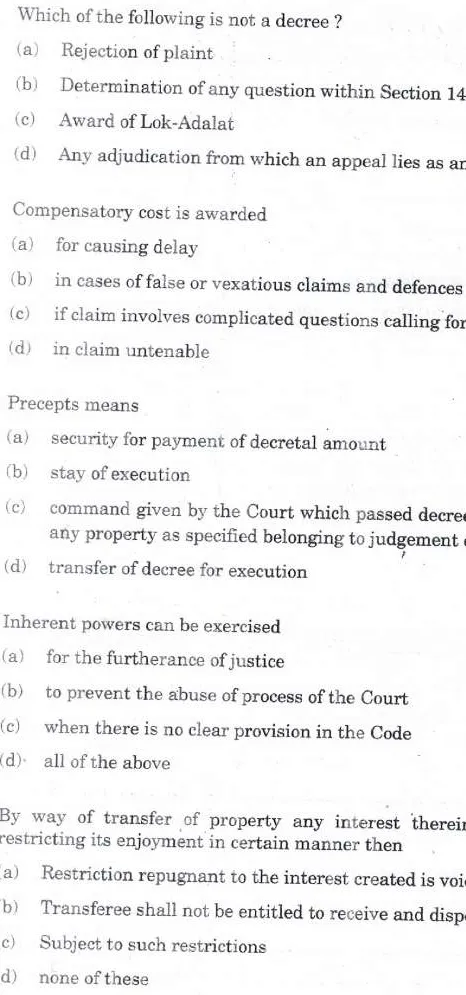 Fundamental Laws & Procedural Laws 2013 MCQ (Maharashtra) — page 1 instructions scan PDF download