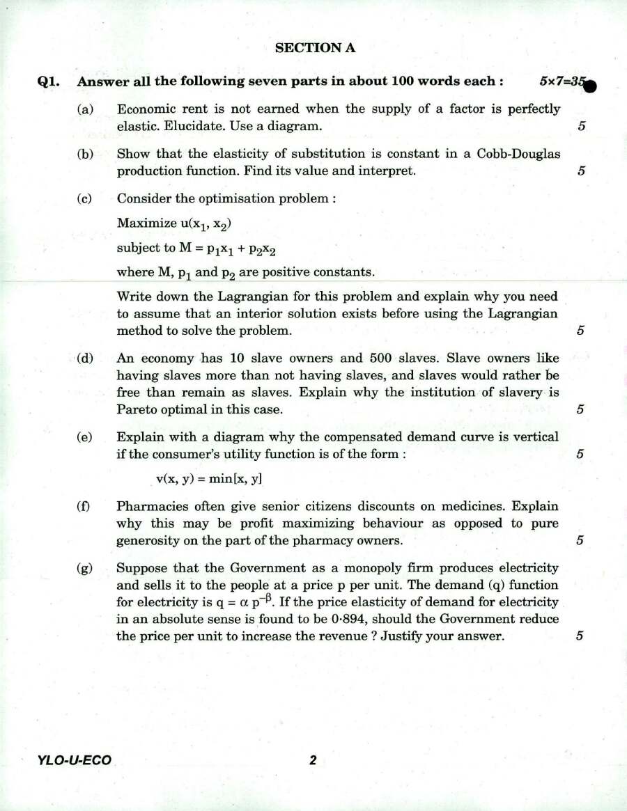 General Economics Paper - I | IES/ISS Exam 2018 — page 1 instructions scan PDF download