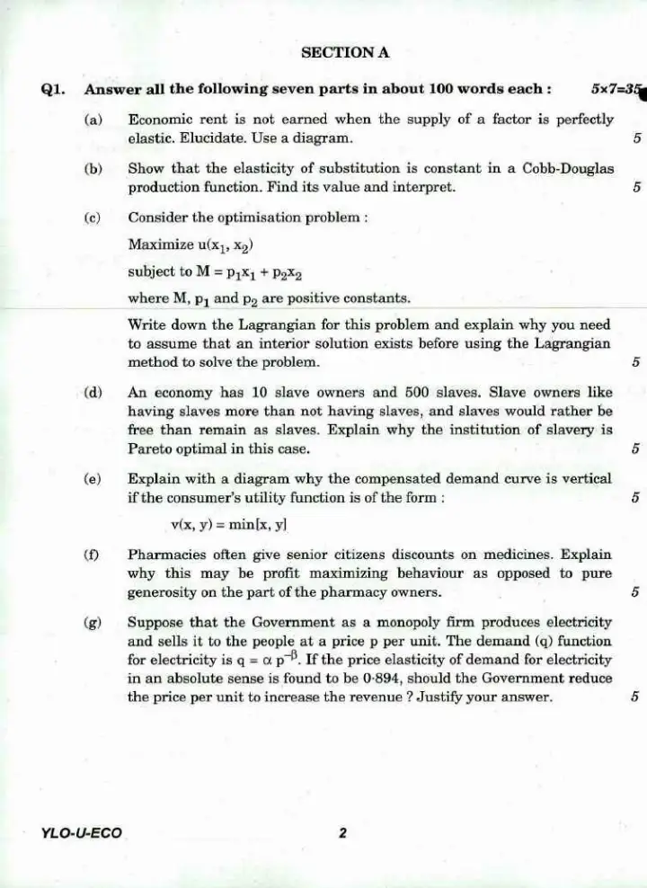 General Economics Paper - I | IES/ISS Exam 2018 — page 1 instructions scan PDF download