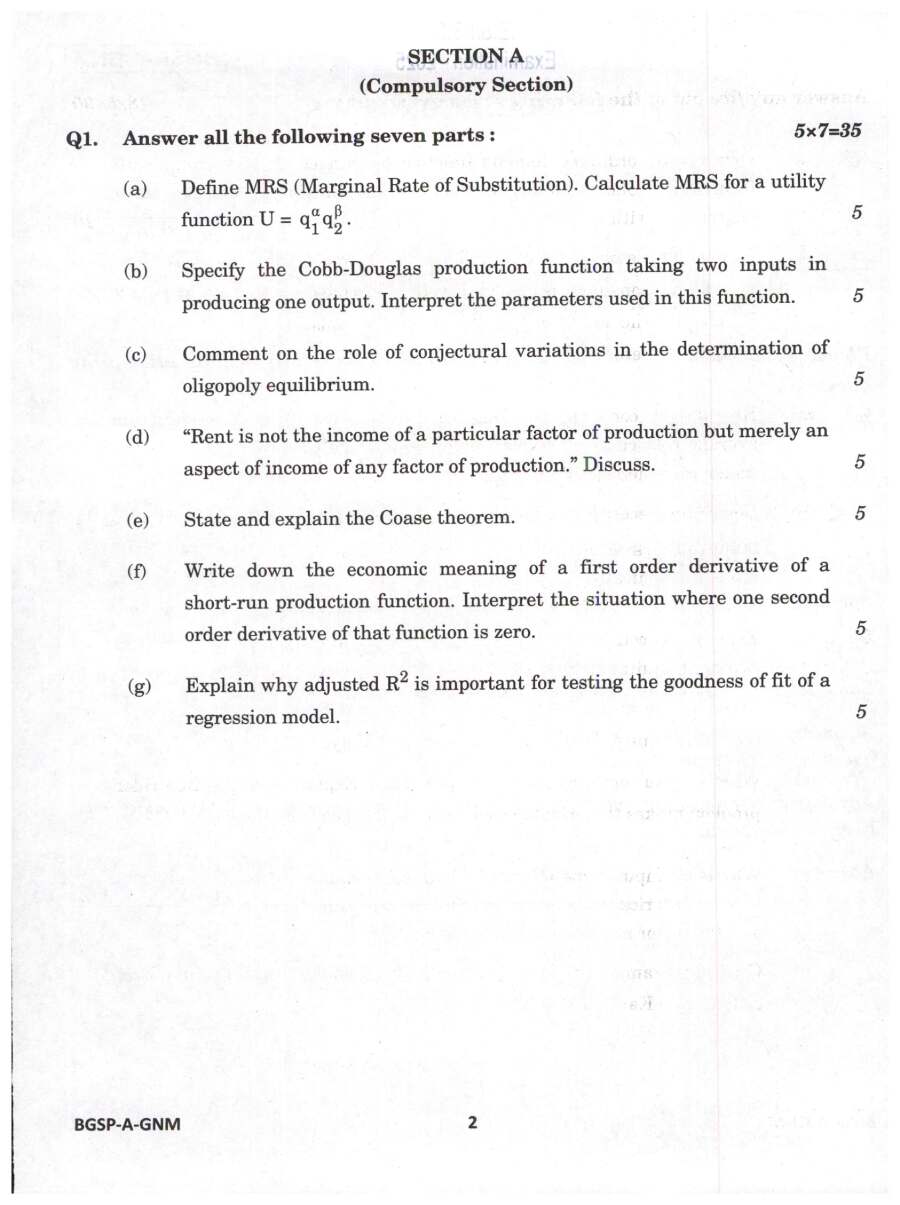 UPSC IES ISS 2025 General Economics Paper I question paper page 1 instructions scan PDF download