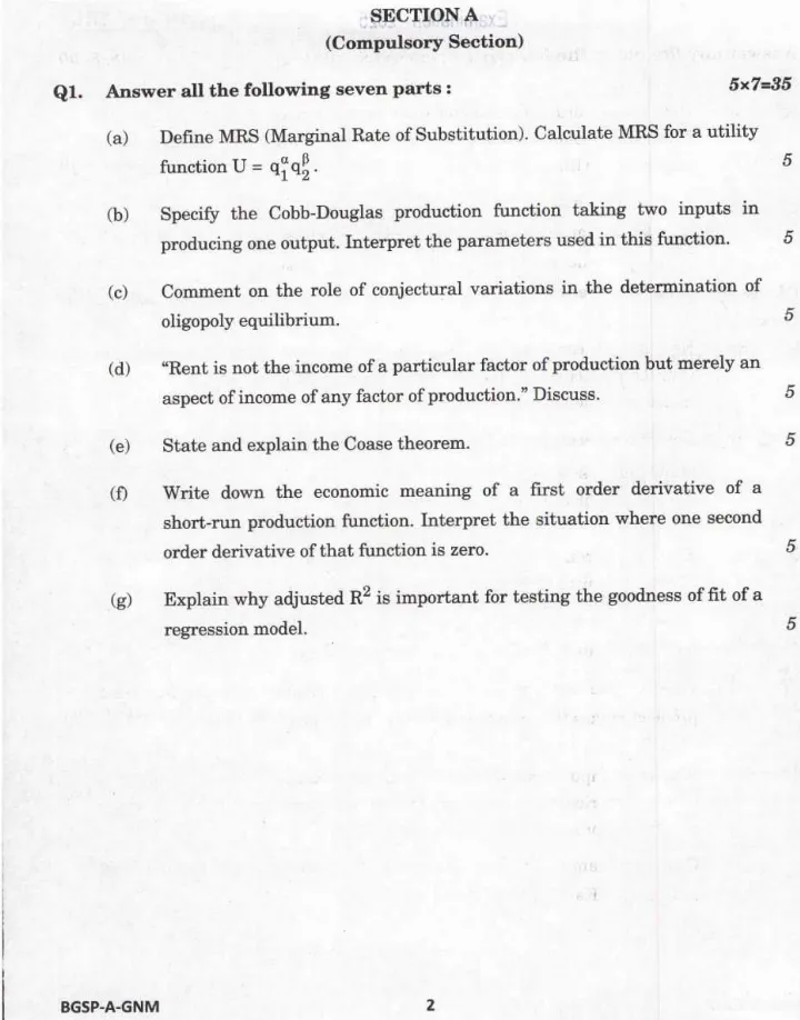 UPSC IES ISS 2025 General Economics Paper I question paper page 1 instructions scan PDF download