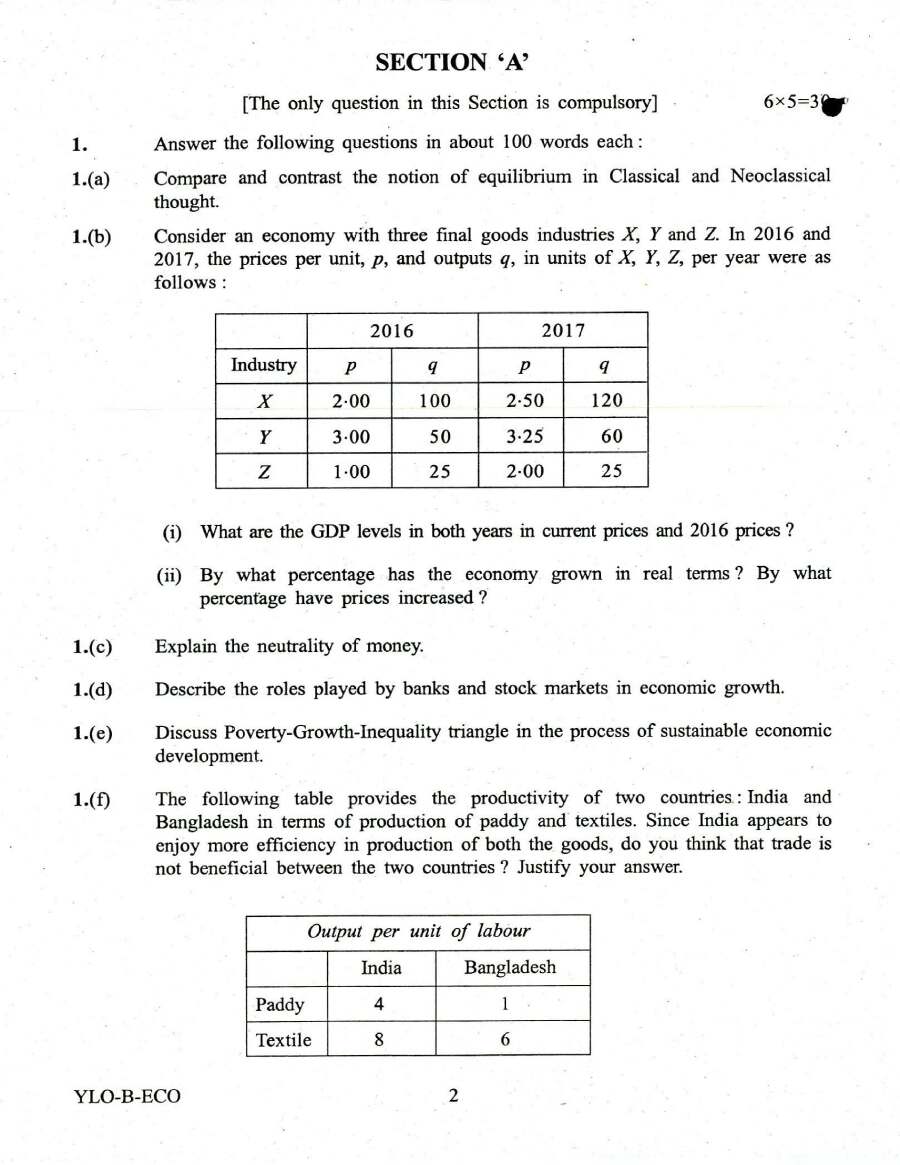 General Economics Paper II 2018 IES/ISS — page 1 instructions scan PDF download