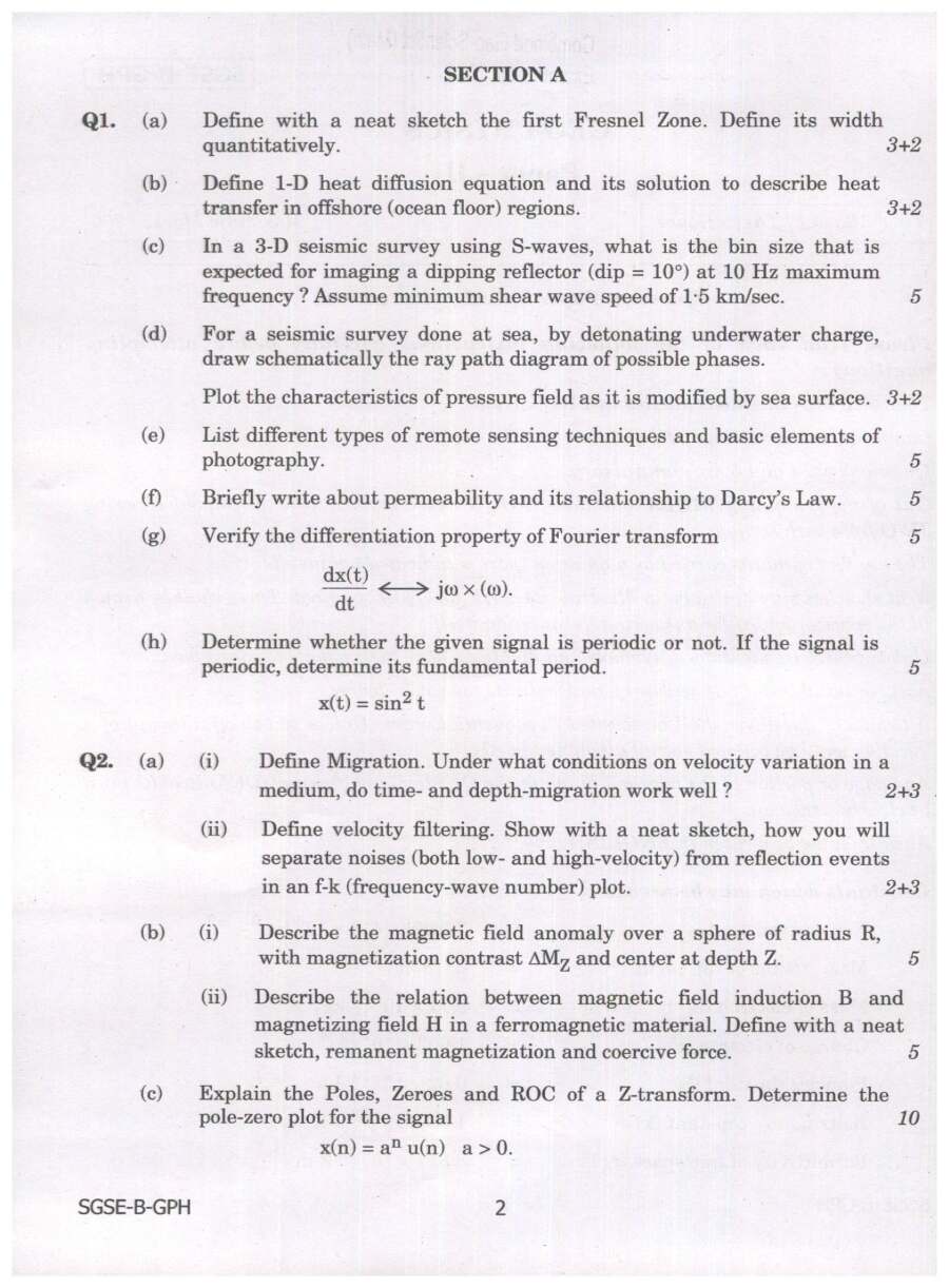 Geo-Physics Paper III (2024) - Central Geo-Scientist Exam — page 1 instructions scan PDF download