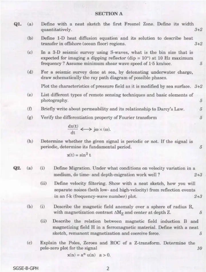 Geo-Physics Paper III (2024) - Central Geo-Scientist Exam — page 1 instructions scan PDF download