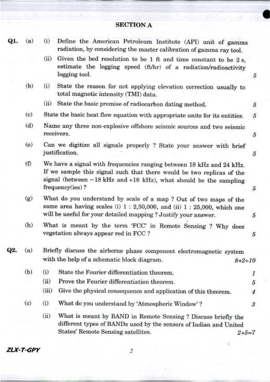Geologist Examination 2017 Geo-Physics question paper page 1 instructions scan PDF download. UPSC Geologist Exam 2017 Paper III.