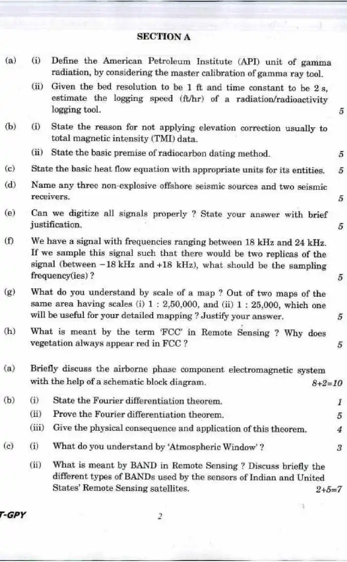 Geologist Examination 2017 Geo-Physics question paper page 1 instructions scan PDF download. UPSC Geologist Exam 2017 Paper III.