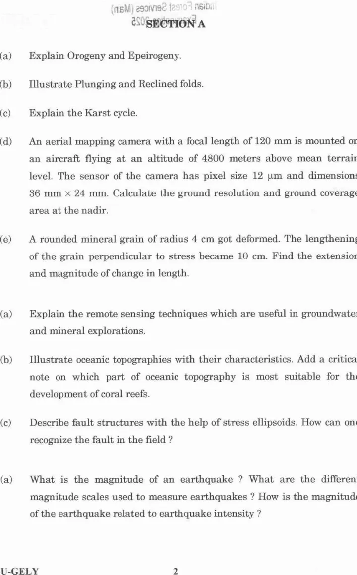 Geology Paper I - IFS Main 2025 (DJSM-U-GELY) — page 1 instructions scan PDF download