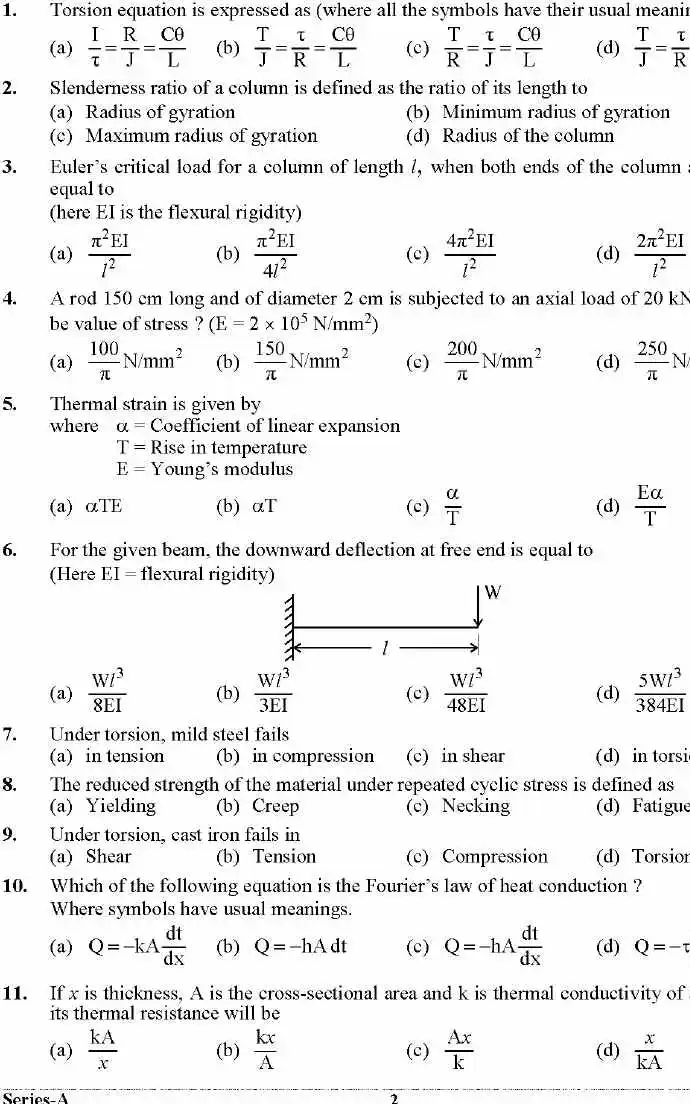 UKPSC Mechanical Engineering Question Paper 2024 page 1 instructions scan PDF download for Foreman Instructor Exam