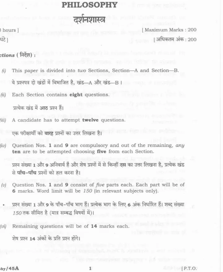 Philosophy 2021 Philosophy Government of Haryana question paper page 1 instructions scan PDF download