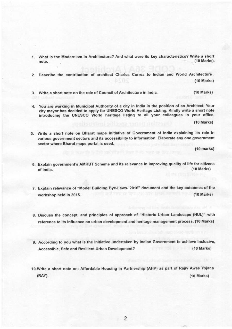 Assistant Architect (Group-B) Haryana 2024 – Exam Overview & Questions — page 1 instructions scan PDF download