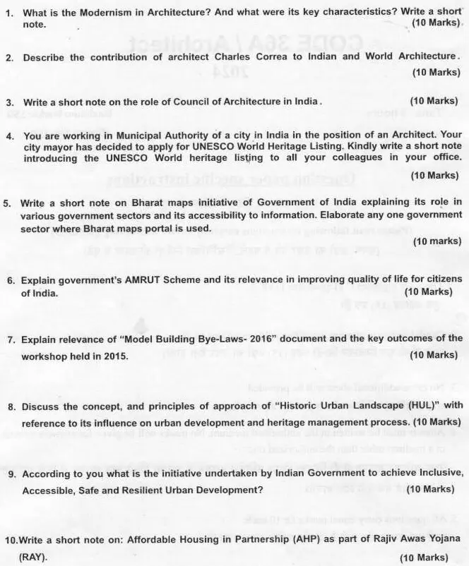 Assistant Architect (Group-B) Haryana 2024 – Exam Overview & Questions — page 1 instructions scan PDF download