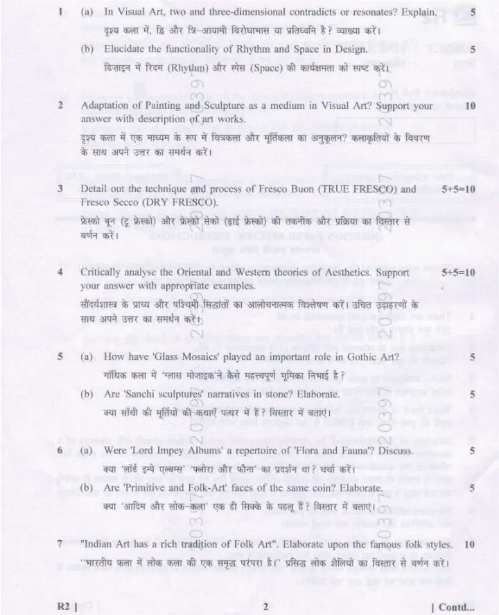 Fine Arts PGT 2023 – Subject Knowledge Test — page 1 instructions scan PDF download