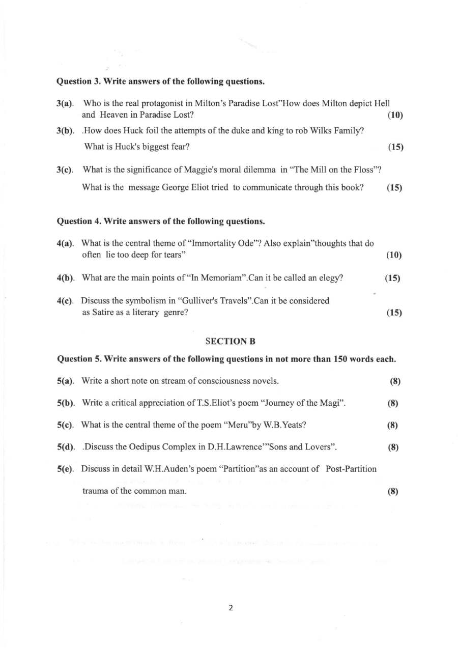 Haryana Gov Jobs English Literature Mains 2022 Question Paper (Page 1-2) — page 1 instructions scan PDF download