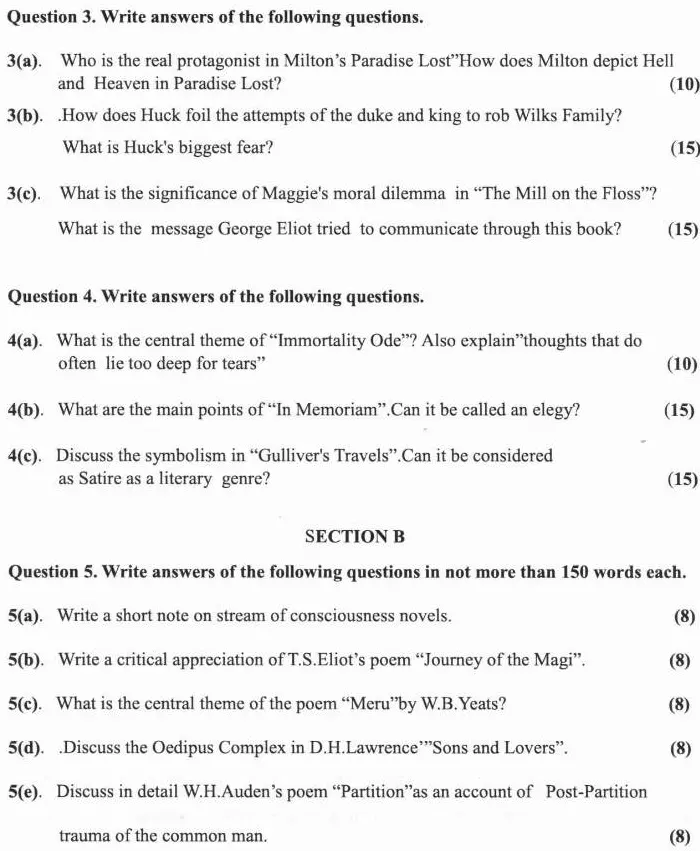 Haryana Gov Jobs English Literature Mains 2022 Question Paper (Page 1-2) — page 1 instructions scan PDF download