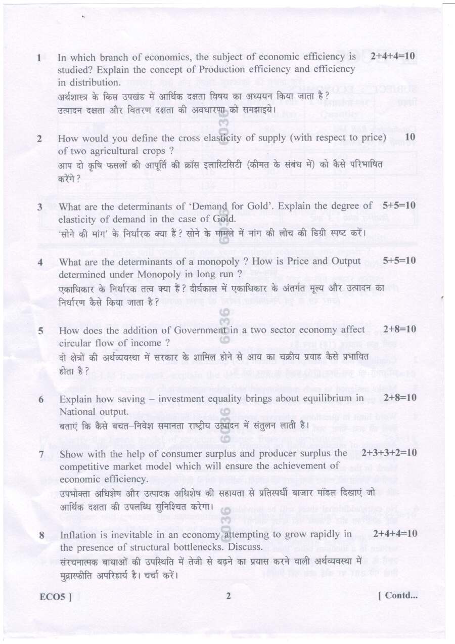 Haryana PGT Economics 2023 Question Paper ECO5 — page 1 instructions scan PDF download