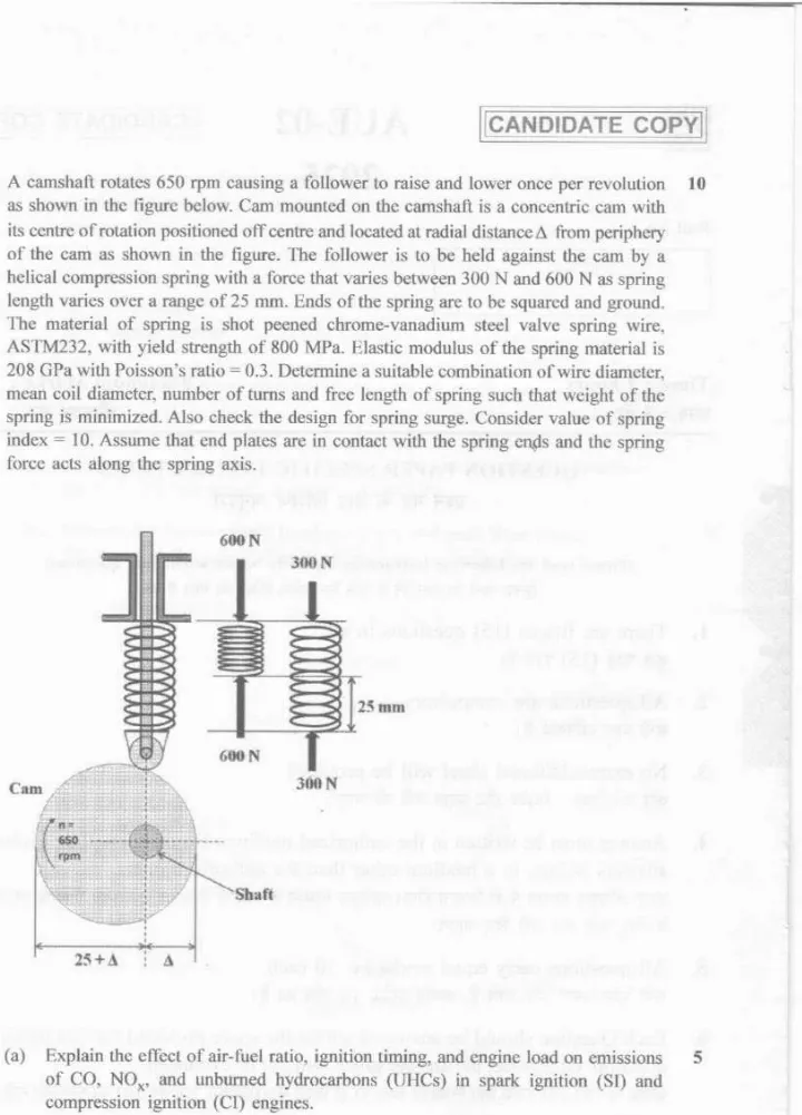 Haryana AUE-02 2025 Lecturer Auto Engg Paper — page 1 instructions scan PDF download