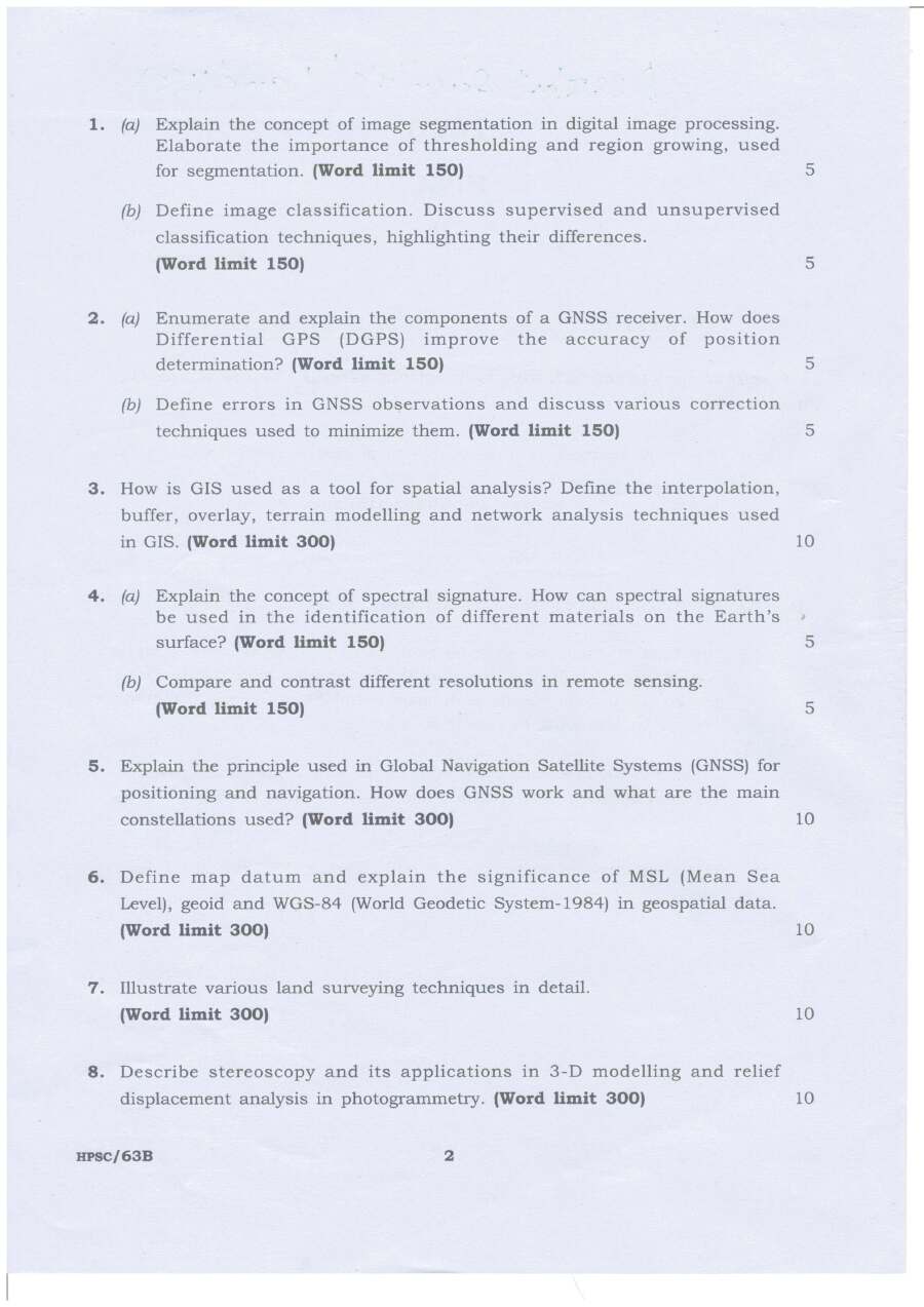 HPSC 2023 Assistant Scientist (Landuse) Question Paper — page 1 instructions scan PDF download