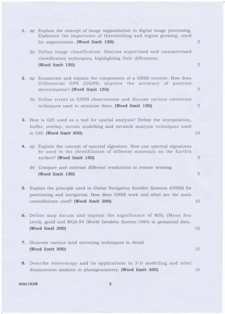 HPSC 2023 Assistant Scientist (Landuse) Question Paper — page 1 instructions scan PDF download