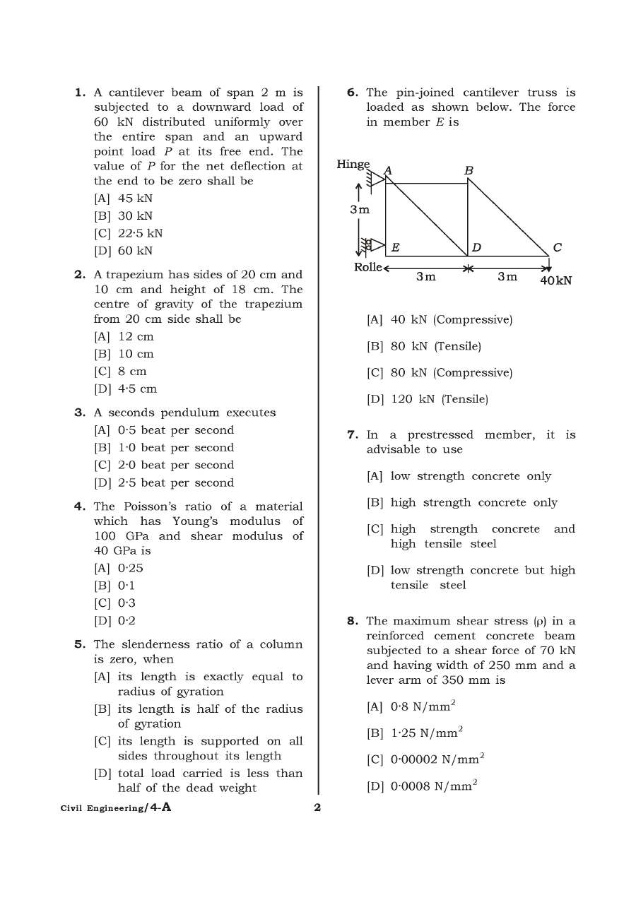 Lecturer in Civil Engineering (Advt No. 11/2021) 2021 Lecturer in Civil Engineering (Advt No. 11/2021) Haryana Government question paper page 1 instructions scan PDF download