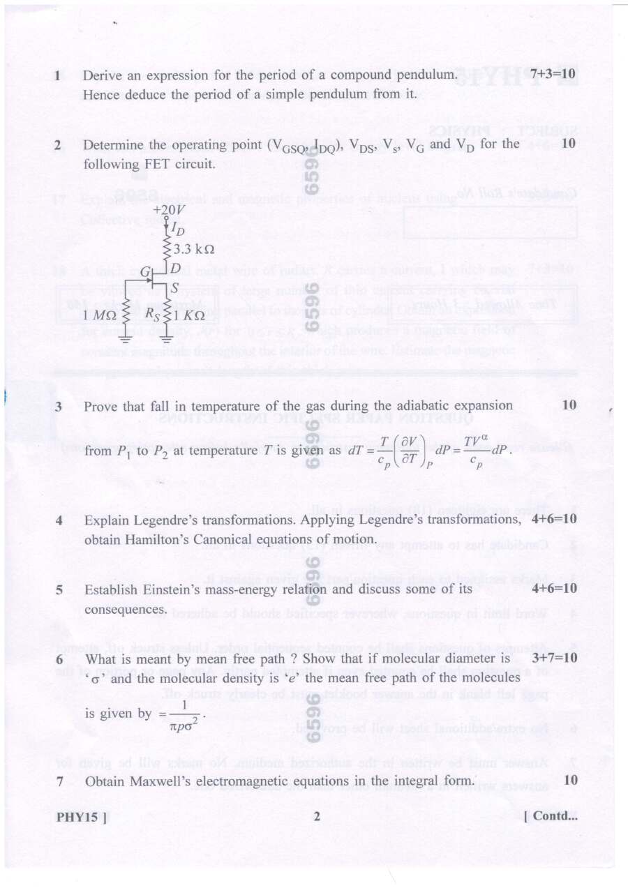 Post Graduate Teachers (PGTs) Subject Knowledge Test 2023 Physics question paper page 1 instructions scan PDF download