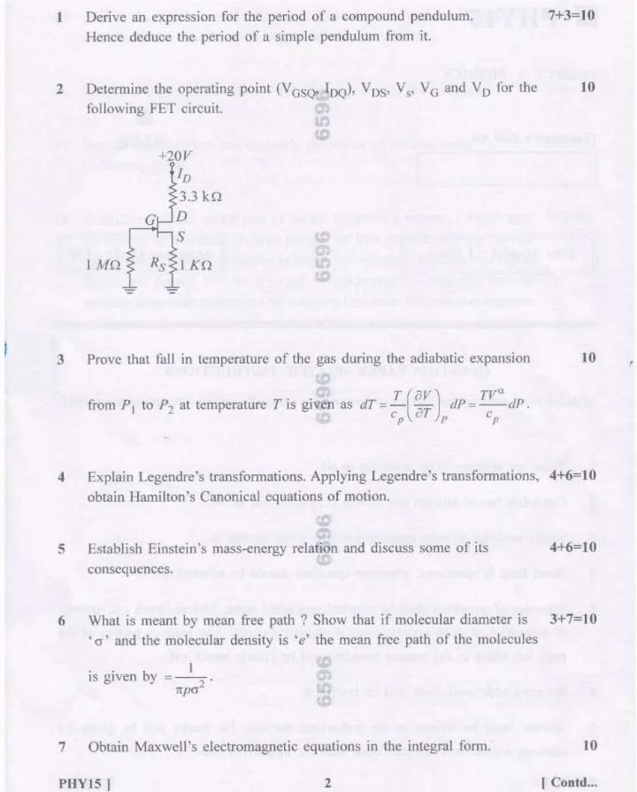 Post Graduate Teachers (PGTs) Subject Knowledge Test 2023 Physics question paper page 1 instructions scan PDF download