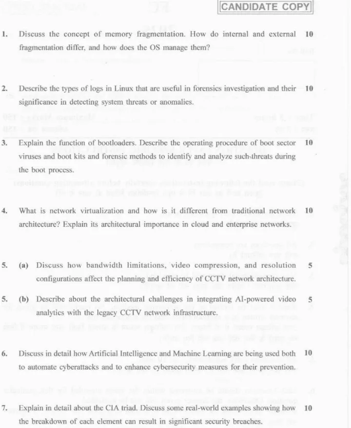 Haryana Govt Cyber Forensic Exam 2025 - AD/SO Paper — page 1 instructions scan PDF download