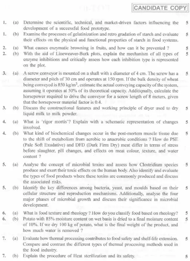 Haryana Lecturer Food Tech Paper 5263 2025 — page 1 instructions scan PDF download