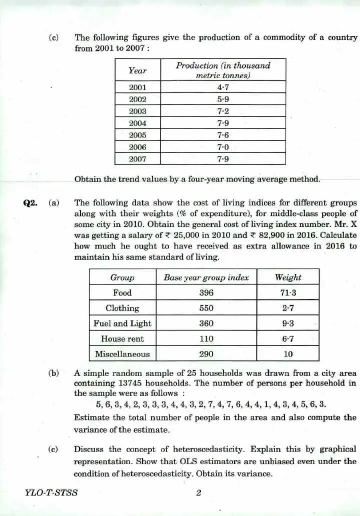 IES ISS 2018 Statistics Paper III question paper page 1 instructions scan PDF download UPSC