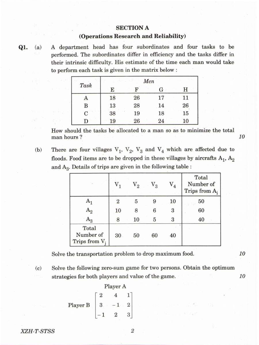 IES ISS 2019 Statistics Paper IV question paper page 1 instructions scan PDF download UPSC