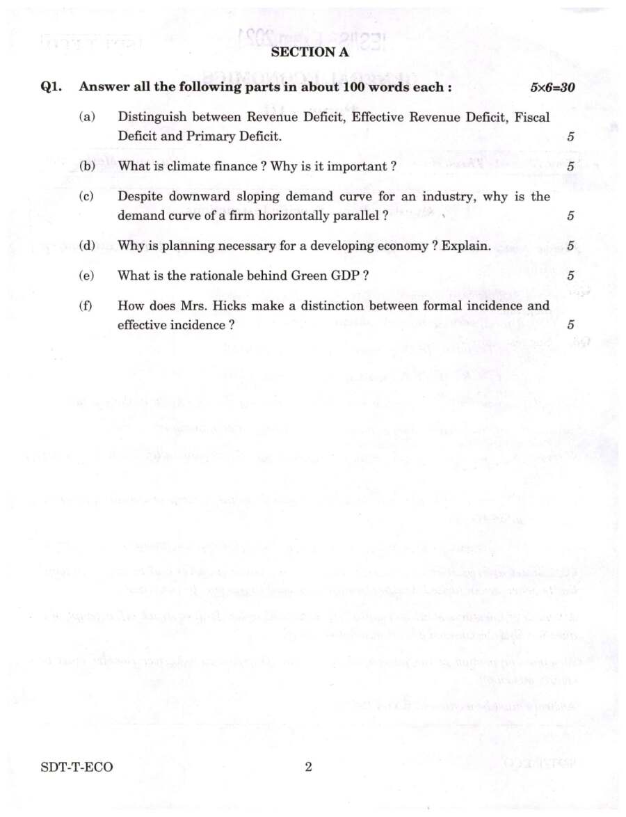 IES ISS 2021 General Economics Paper III question paper page 1 instructions scan PDF download