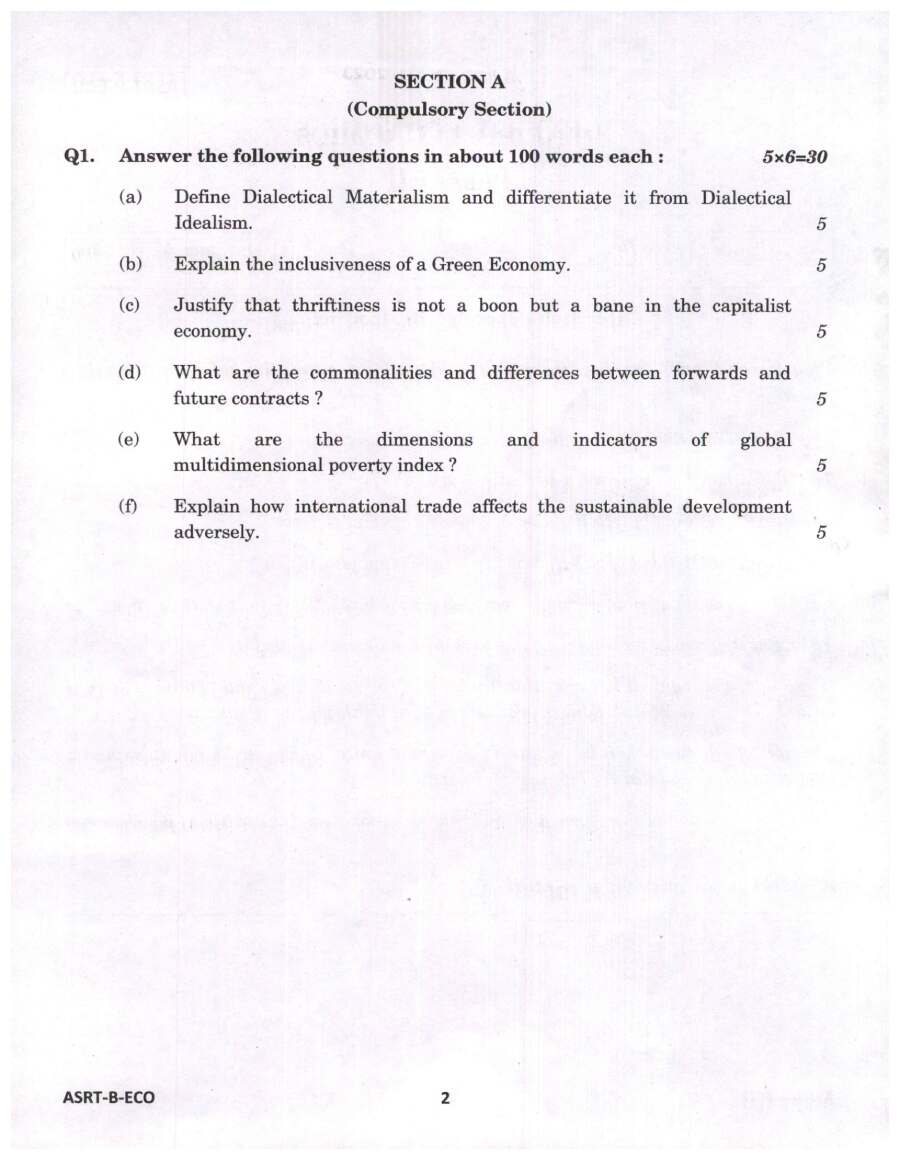IES ISS 2023 General Economics Paper II question paper page 1 instructions scan PDF download UPSC