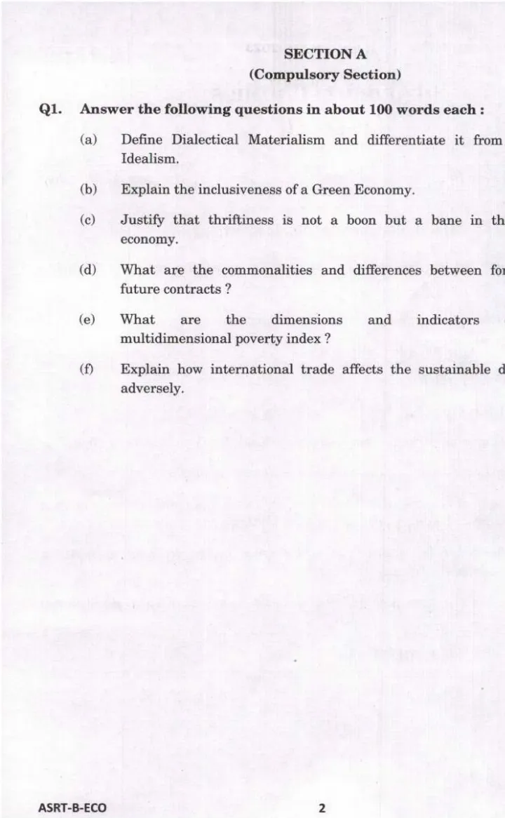 IES ISS 2023 General Economics Paper II question paper page 1 instructions scan PDF download UPSC
