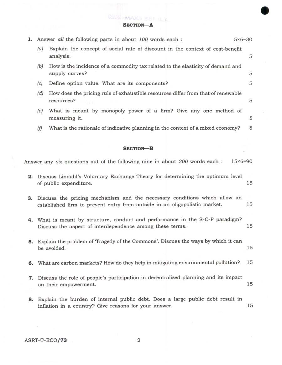 IES ISS 2023 General Economics Paper III question paper page 1 scan PDF download, featuring UPSC exam header and instructions for candidates.