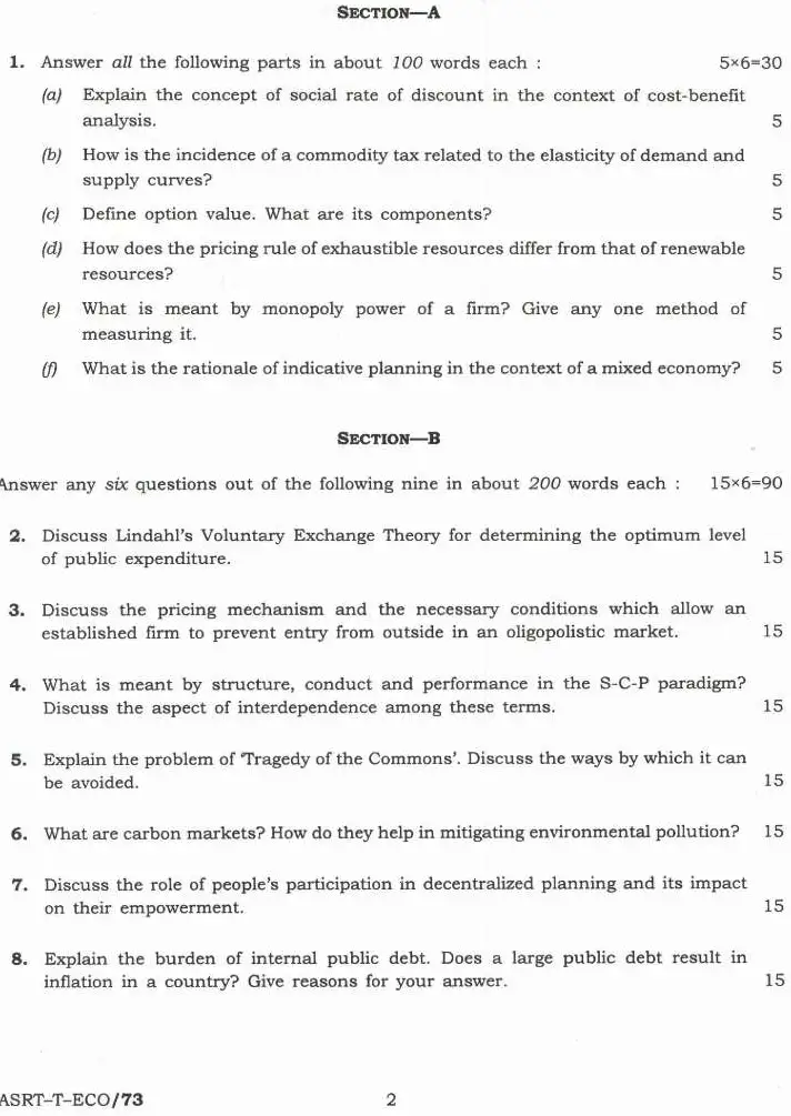 IES ISS 2023 General Economics Paper III question paper page 1 scan PDF download, featuring UPSC exam header and instructions for candidates.
