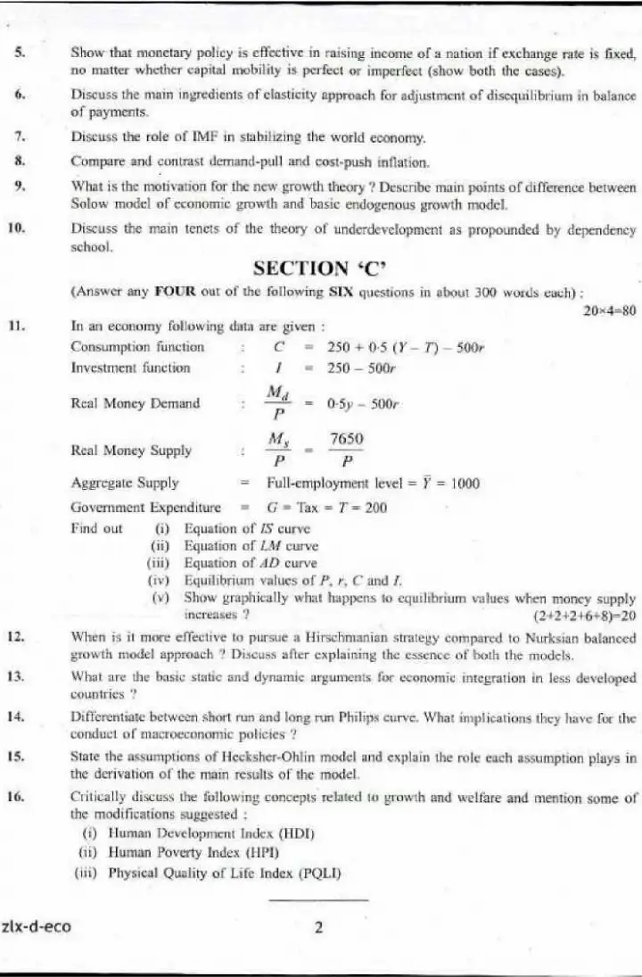 IES/ISS Exam 2017 General Economics Paper II question paper page 1 instructions scan PDF download UPSC