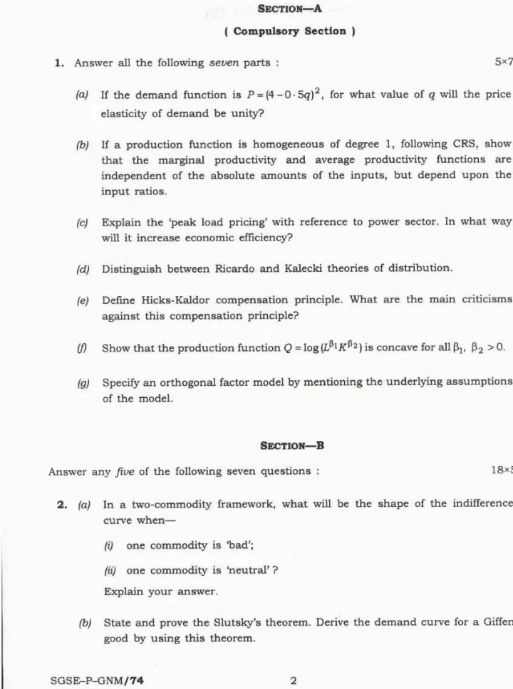IES ISS 2024 General Economics question paper page 1 instructions scan PDF download UPSC exam