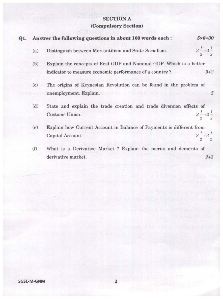 IES ISS 2024 General Economics Paper II question paper page 1 instructions scan PDF download UPSC exam paper
