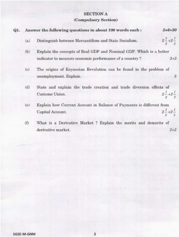 IES ISS 2024 General Economics Paper II question paper page 1 instructions scan PDF download UPSC exam paper