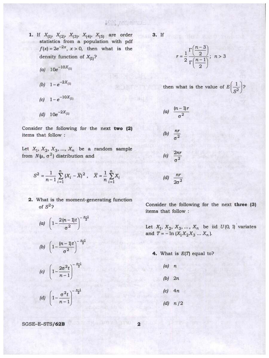 IES ISS 2024 Statistics Paper-I question paper page 1 instructions scan PDF download UPSC exam paper