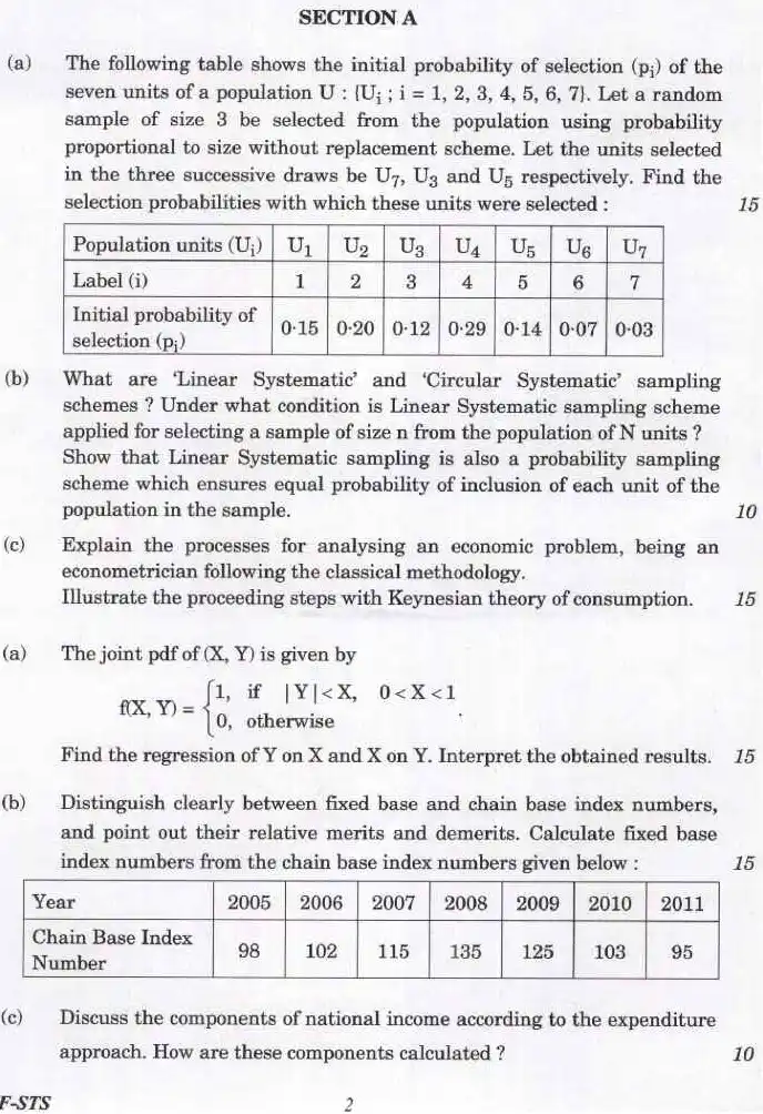 IES ISS 2024 Statistics Paper III question paper page 1 instructions scan PDF download UPSC exam paper